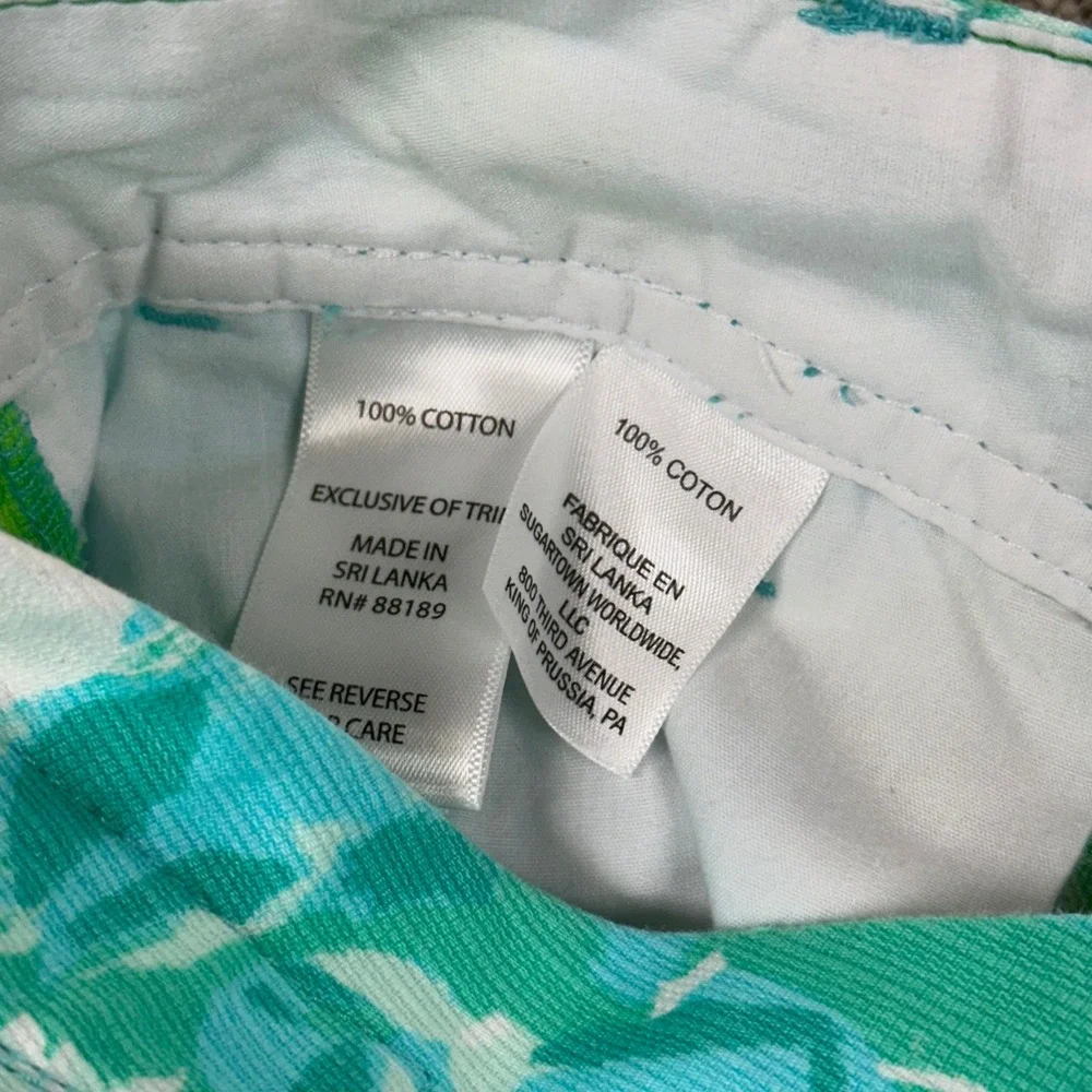 Lilly Pulitzer Womens 4 Callahan Shorts Blue Green‎ Floral Rose Cotton Summer